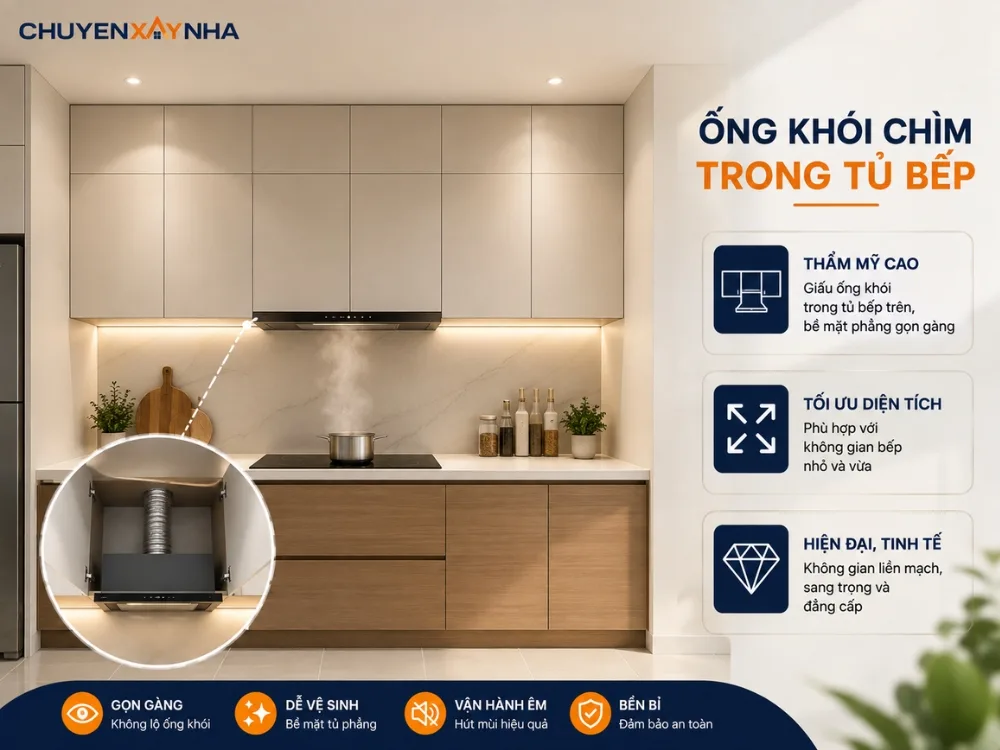 Ống khói chìm trong tủ bếp