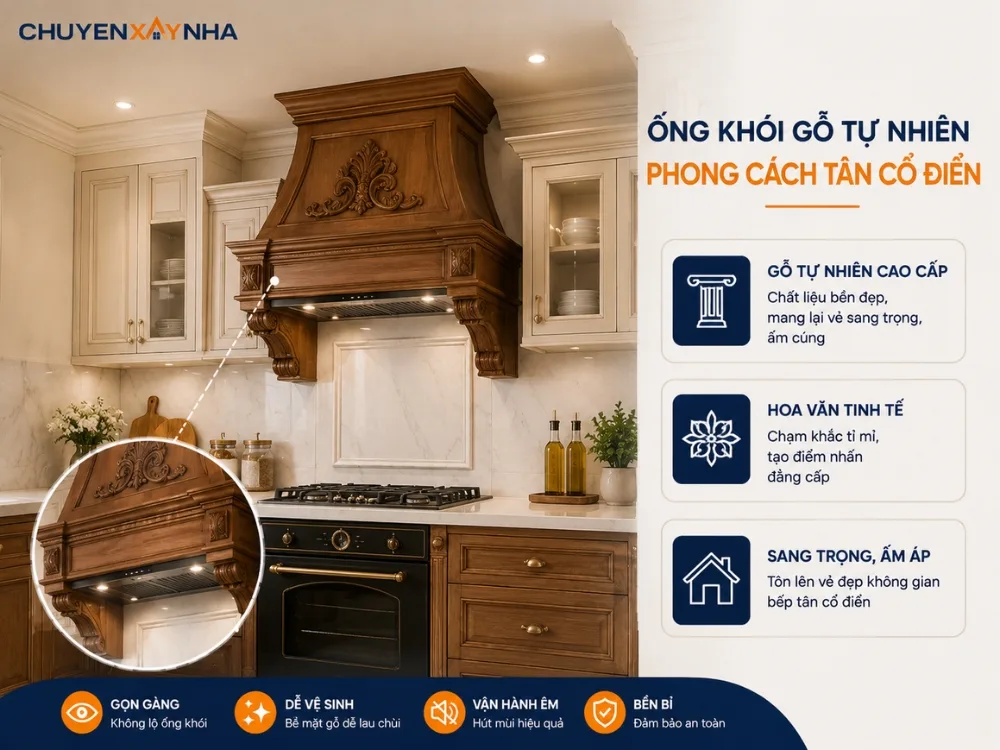 Ống khói gỗ tự nhiên phong cách tân cổ điển
