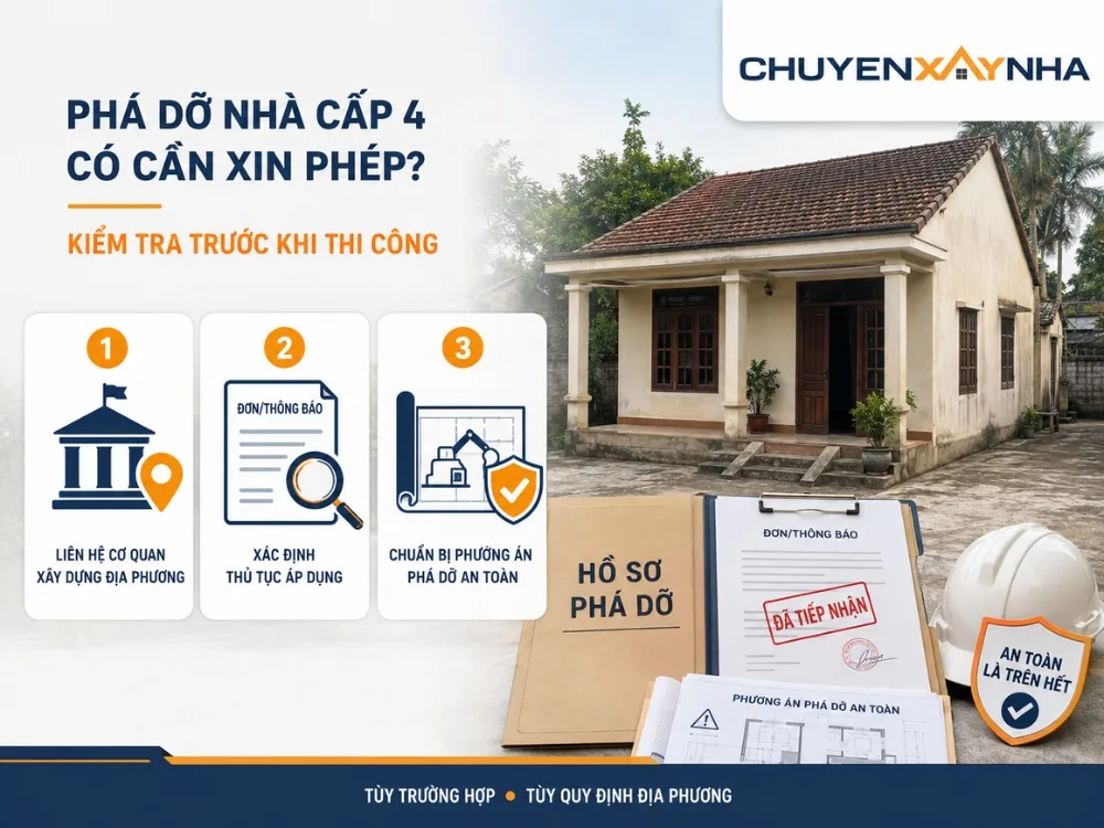 Phá dỡ nhà cấp 4 cần xin phép trong hầu hết trường hợp