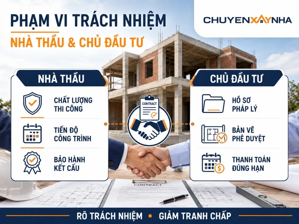 Phạm vi trách nhiệm giữa nhà thầu và chủ đầu tư