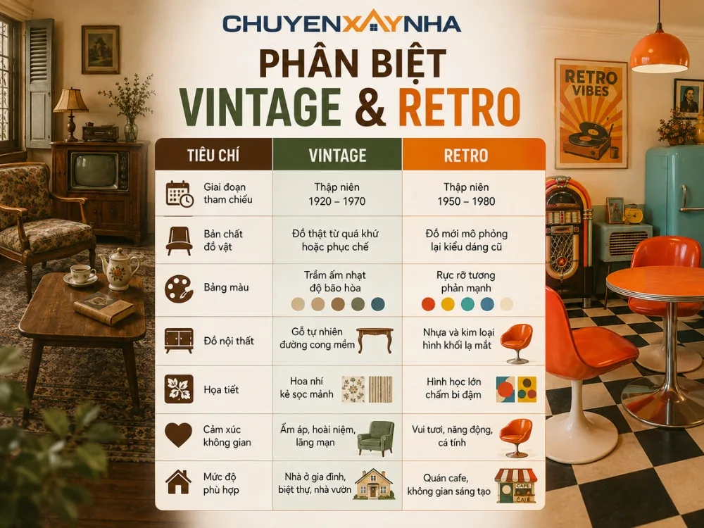 Phân biệt phong cách Vintage và phong cách Retro