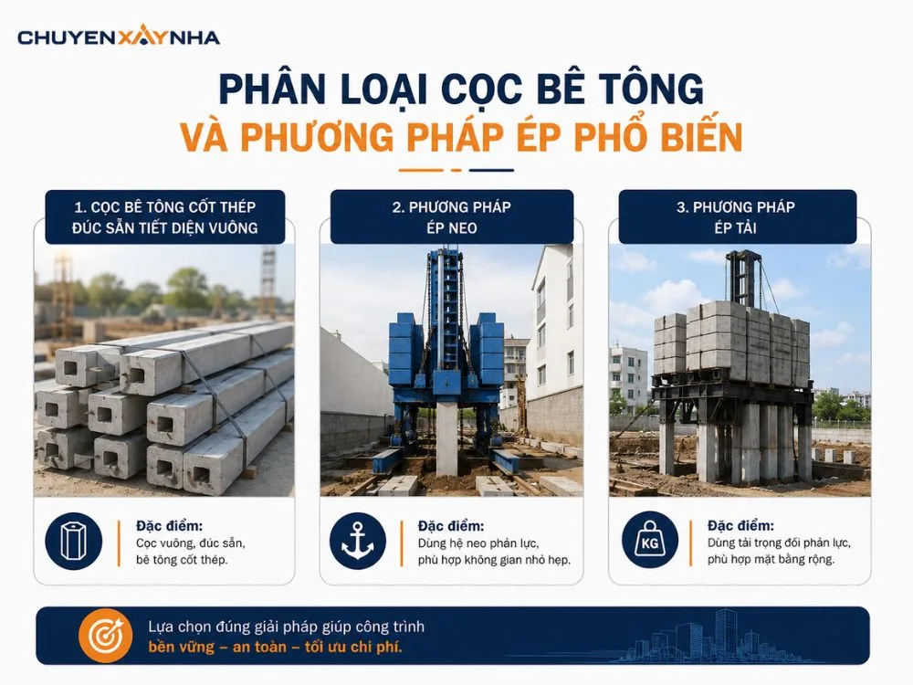 Phân loại cọc bê tông và phương pháp ép phổ biến