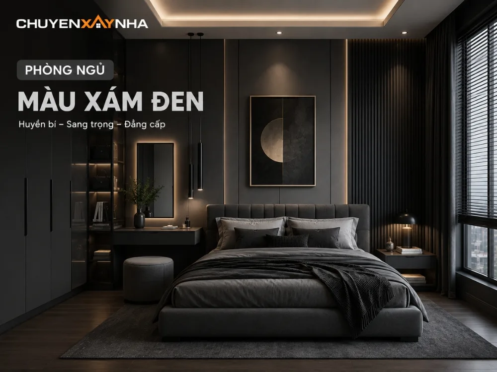Phòng ngủ màu xám đen