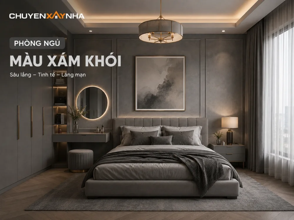 Phòng ngủ màu xám khói 