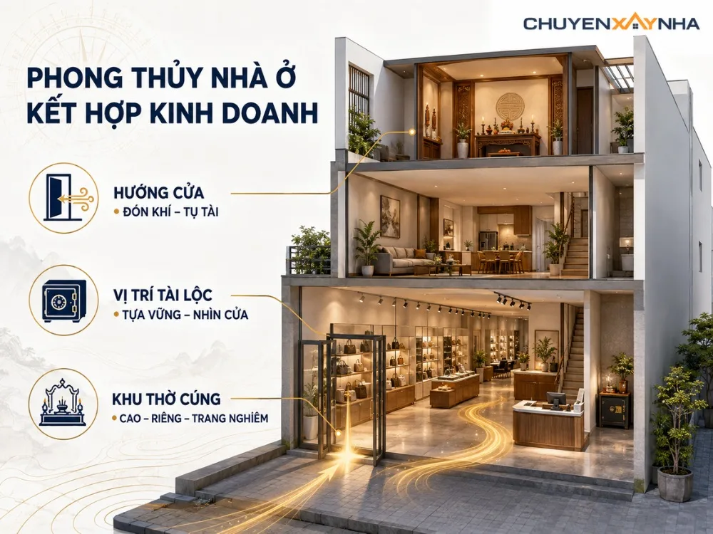Yếu tố phong thủy cho nhà vừa ở vừa kinh doanh