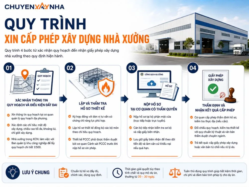Quy trình xin cấp phép xây dựng nhà xưởng