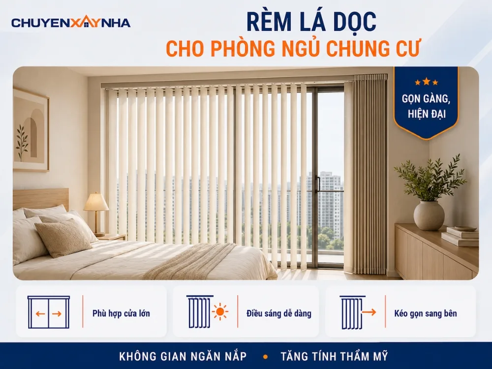 Rèm lá dọc được cấu tạo từ các lá vải dọc