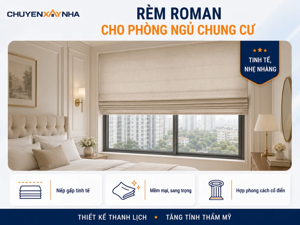 Rèm Roman gây ấn tượng với thiết kế gấp nếp