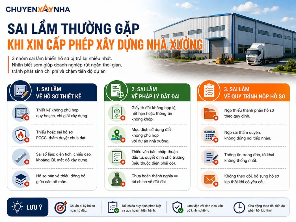 Sai lầm thường gặp khi xin cấp phép xây dựng nhà xưởng