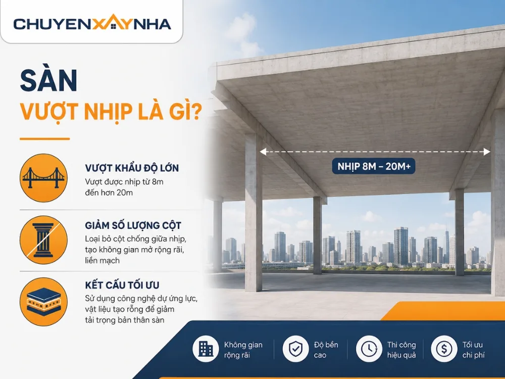 Sàn vượt nhịp là loại sàn bê tông cốt thép