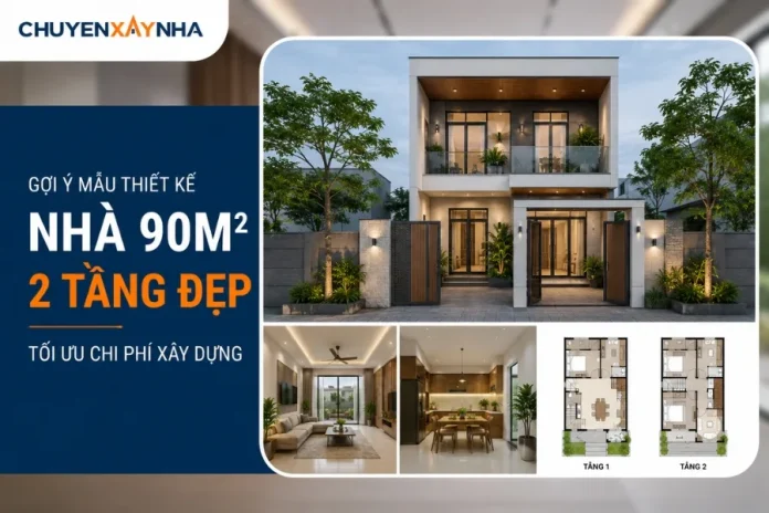 Mẫu thiết kế nhà 90m2 2 tầng