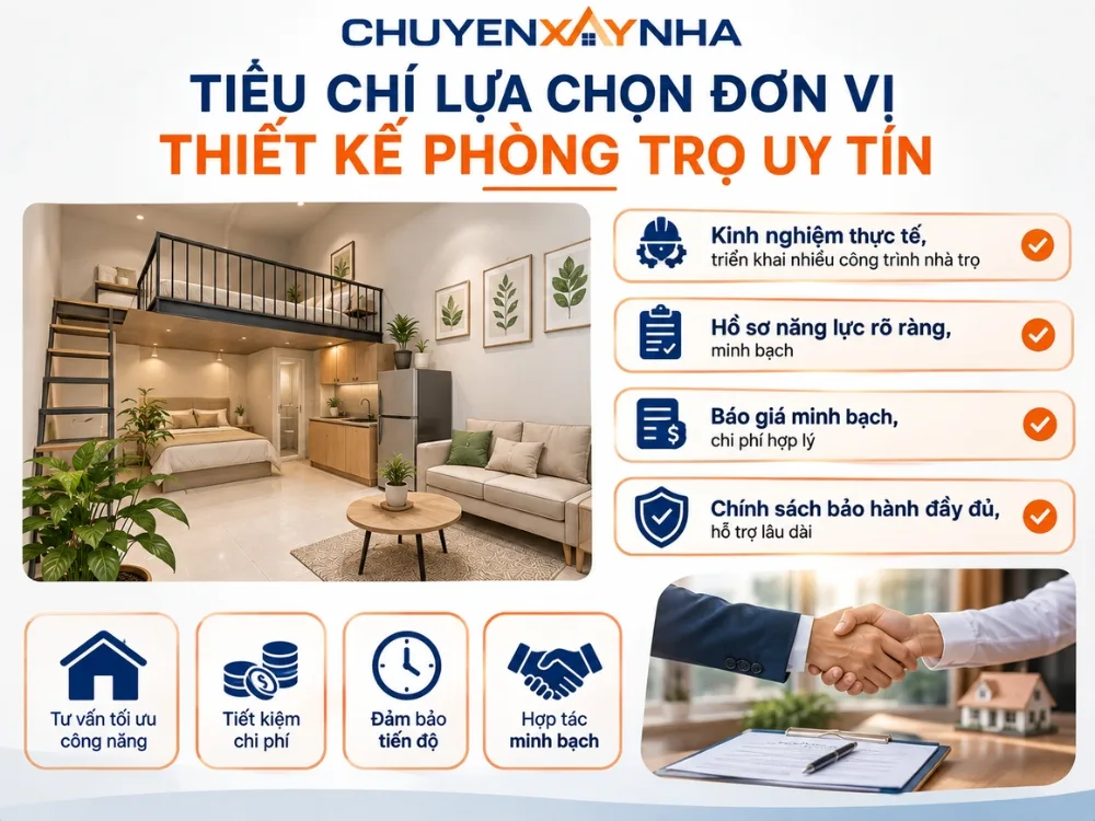 Tiêu chí lựa chọn đơn vị thiết kế phòng trọ uy tín