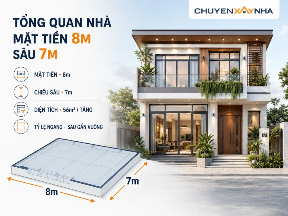Tổng quan về nhà mặt tiền 8m sâu 7m