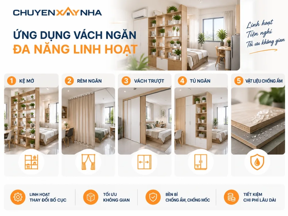 Ứng dụng vách ngăn đa năng linh hoạt