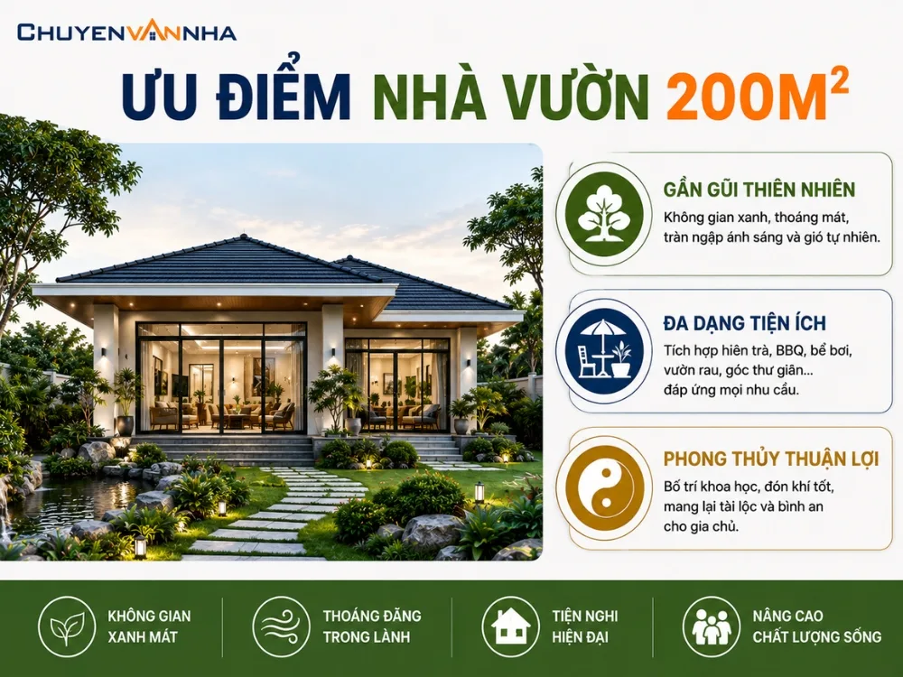Ưu điểm của mẫu nhà vườn 200m2