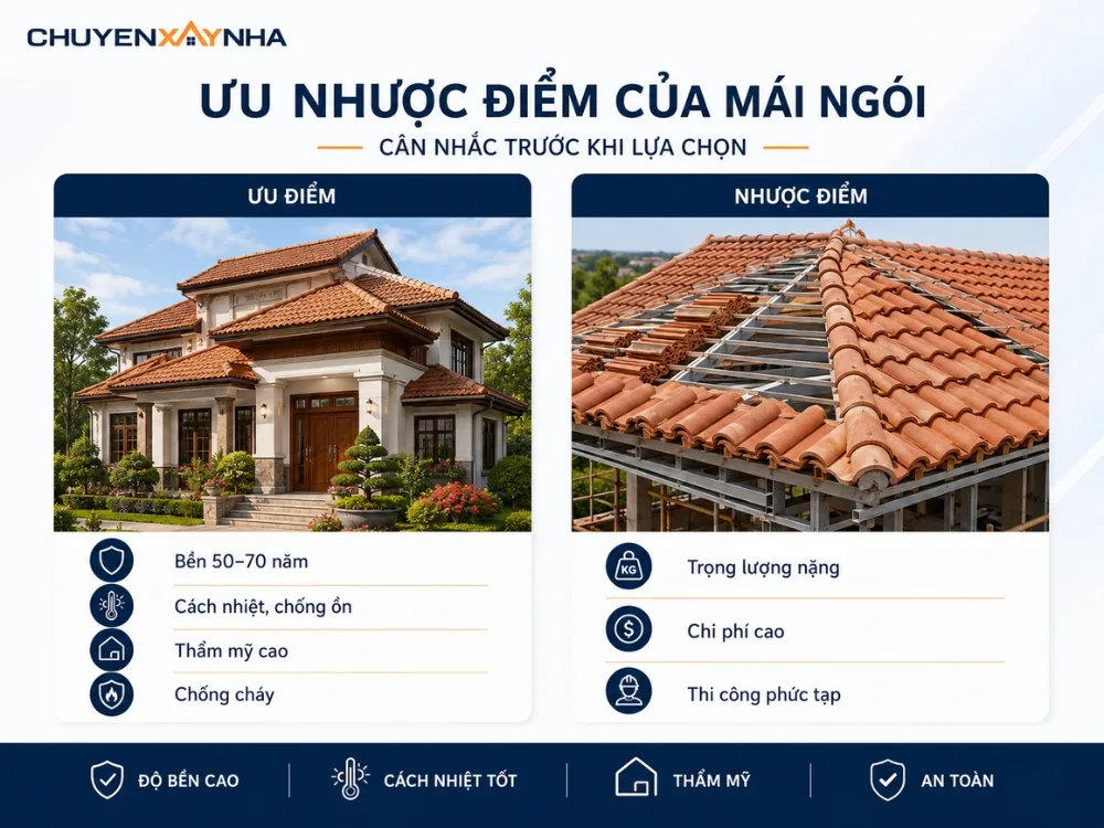 Ưu nhược điểm của mái ngói