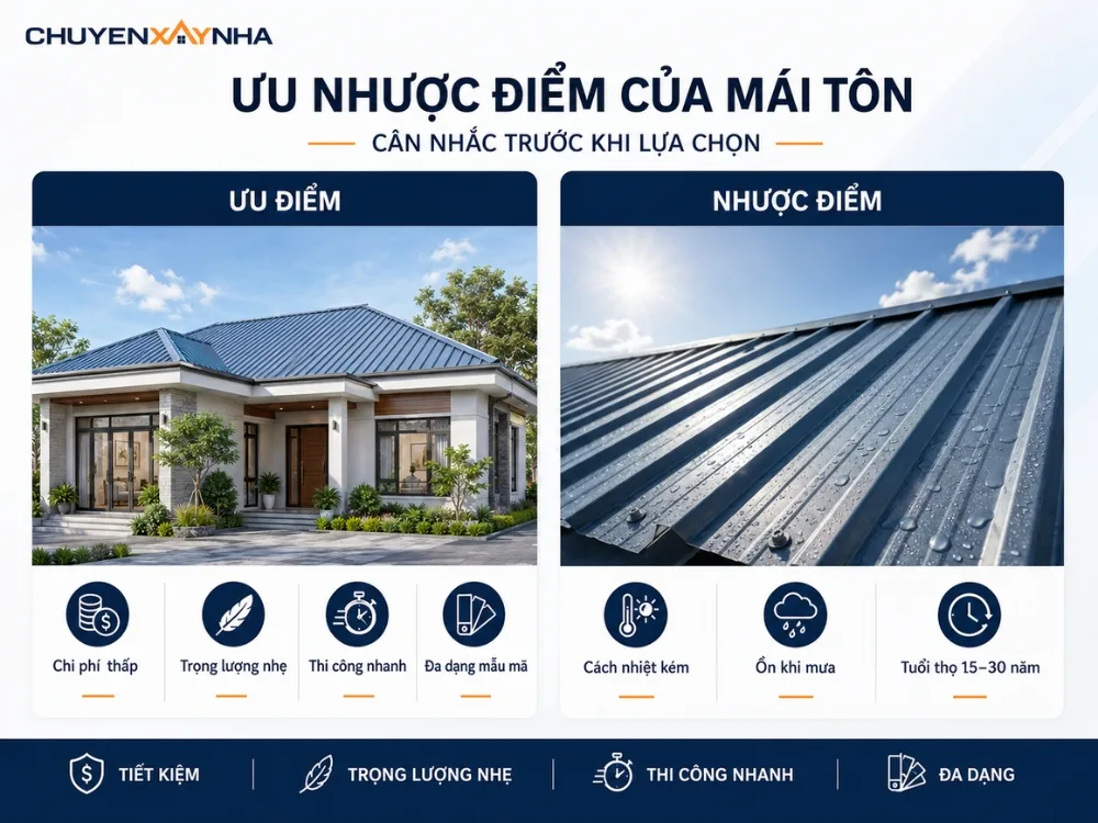 Ưu nhược điểm của mái tôn
