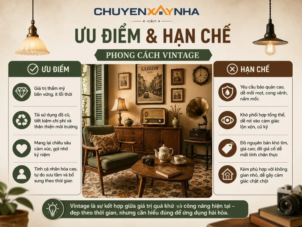 Ưu điểm và hạn chế của phong cách Vintage