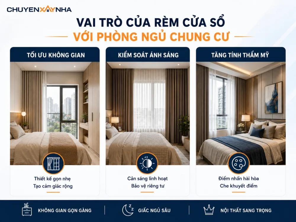Vai trò của rèm cửa sổ với phòng ngủ chung cư