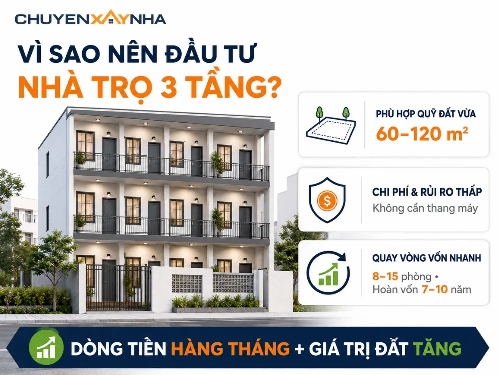 Nên đầu tư mô hình nhà trọ 3 tầng