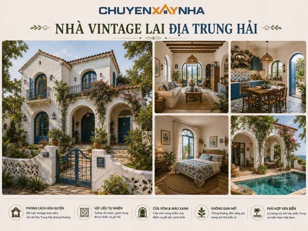 Mẫu nhà Vintage lai Địa Trung Hải
