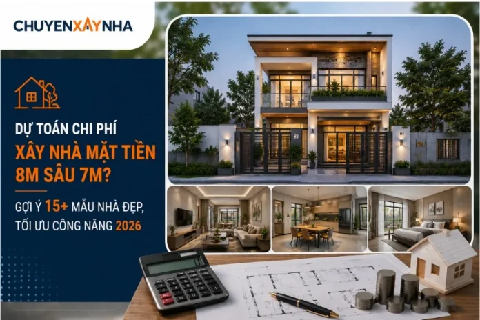 Mẫu nhà mặt tiền 8m sâu 7m