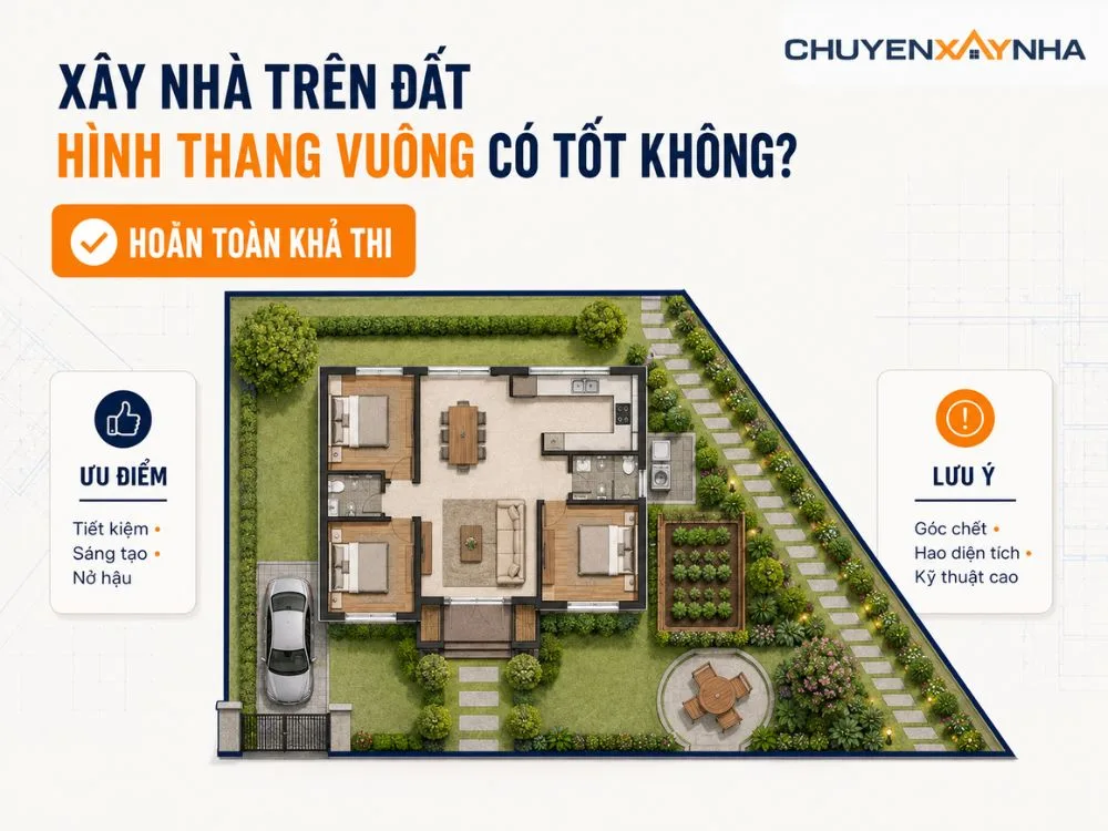 Xây nhà trên đất hình thang vuông tốt và hoàn toàn khả thi