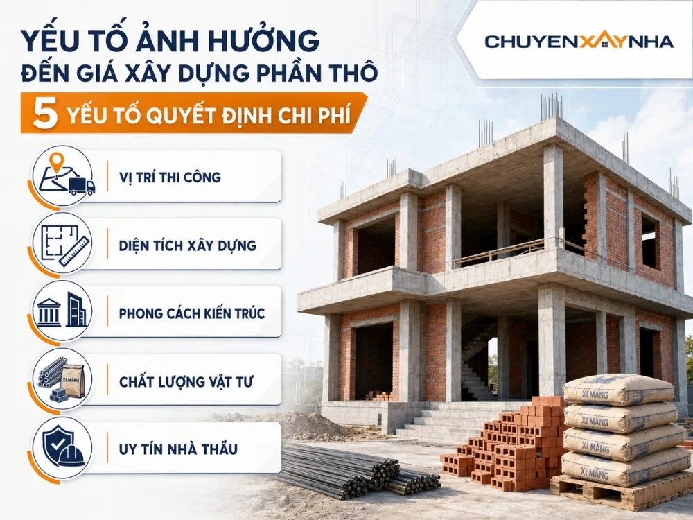 Các yếu tố ảnh hưởng đến giá xây dựng phần thô