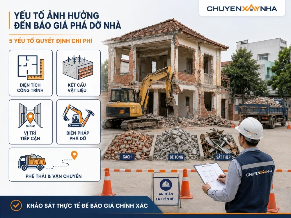 Các yếu tố ảnh hưởng đến báo giá phá dỡ nhà