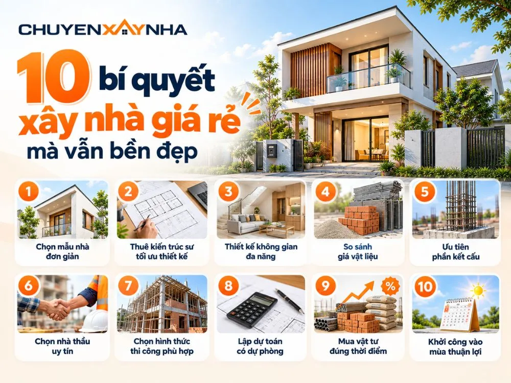 10 bí quyết xây nhà giá rẻ mà vẫn bền đẹp