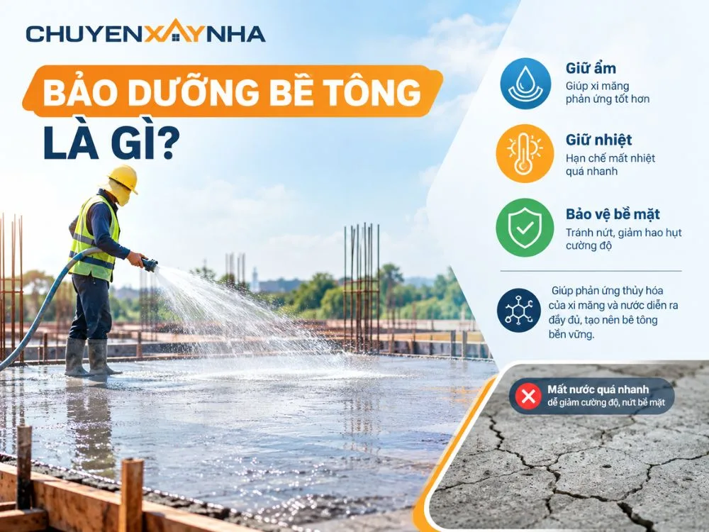 Bảo dưỡng bê tông là tập hợp các biện pháp giữ ẩm
