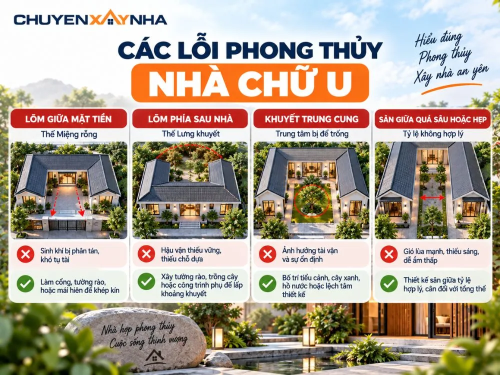 Các lỗi phong thủy nhà chữ U