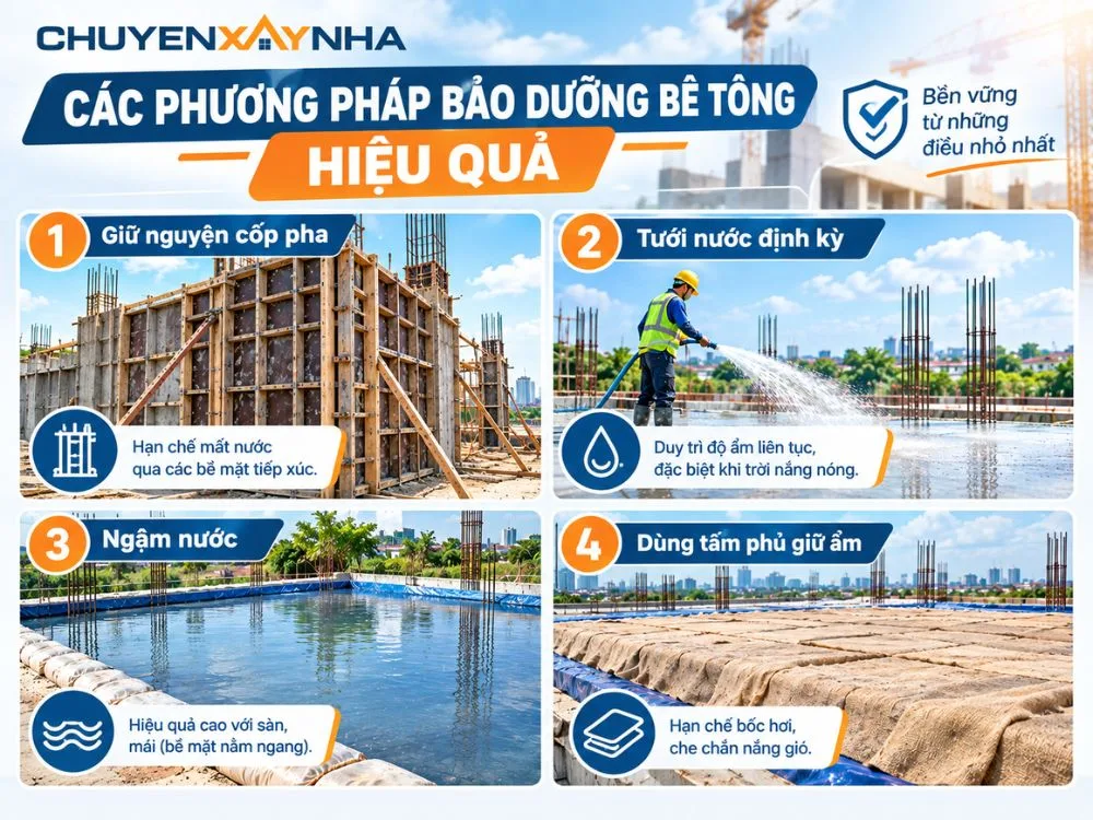 Các phương pháp bảo dưỡng bê tông hiệu quả
