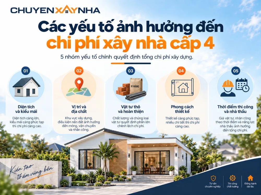 Các yếu tố ảnh hưởng đến chi phí xây nhà cấp 4