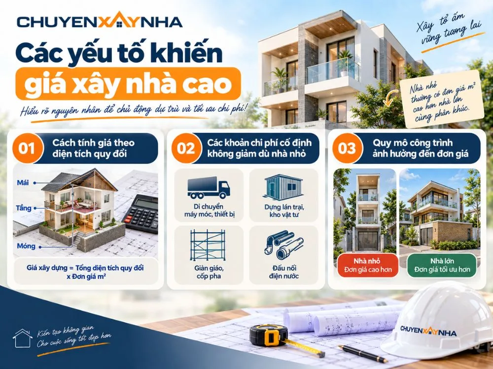 Các yếu tố khiến giá xây nhà cao