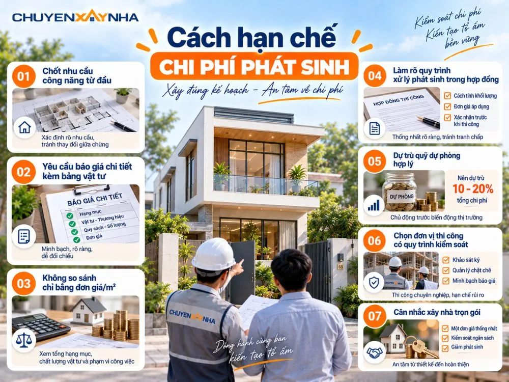 Cách hạn chế chi phí phát sinh khi xây nhà