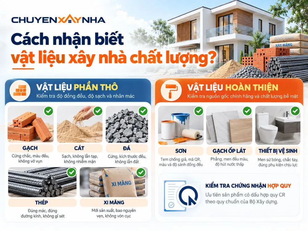 Cách nhận biết vật liệu xây nhà chất lượng