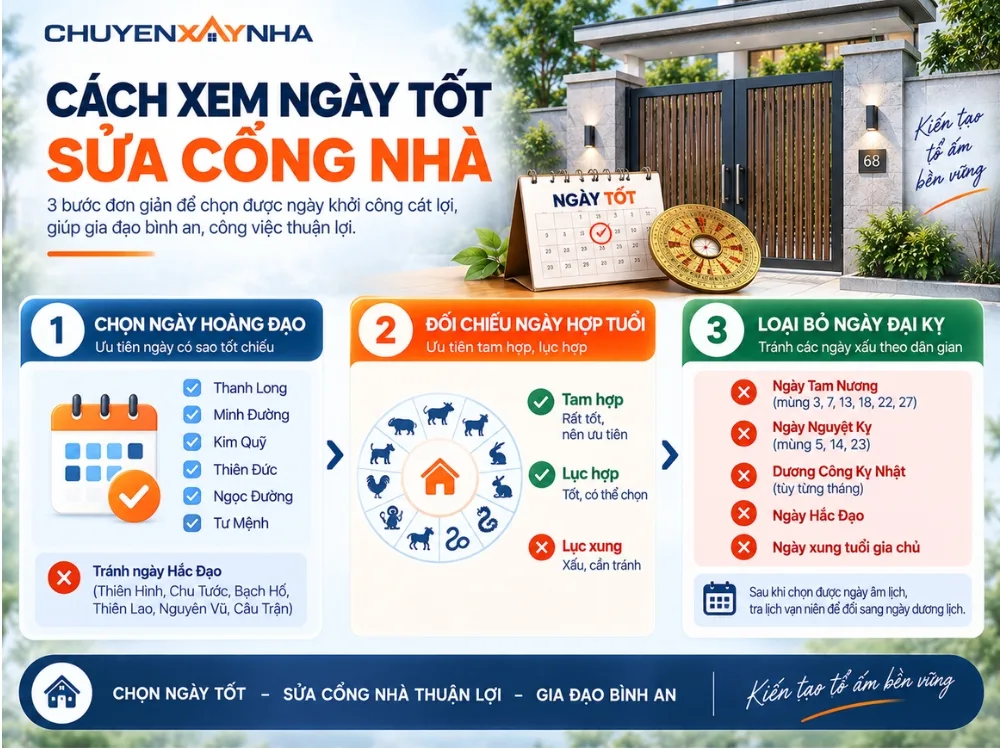Cách xem ngày tốt sửa cổng nhà