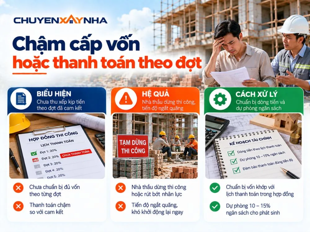 Chậm cấp vốn hoặc thanh toán theo đợt