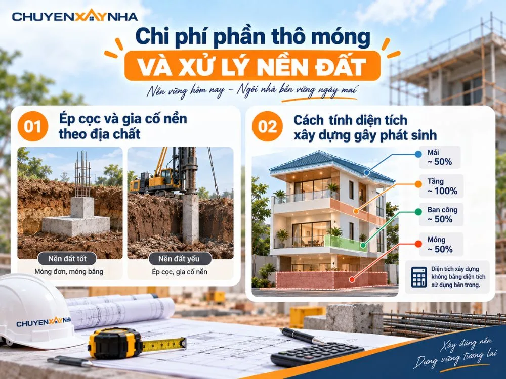 Chi phí phần thô móng và xử lý nền đất