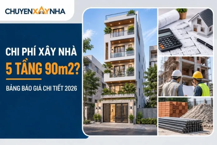 Chi phí xây nhà 5 tầng 90m2