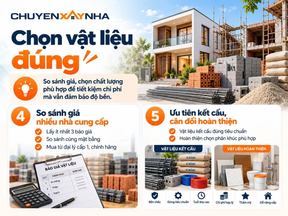 Chọn vật liệu đúng