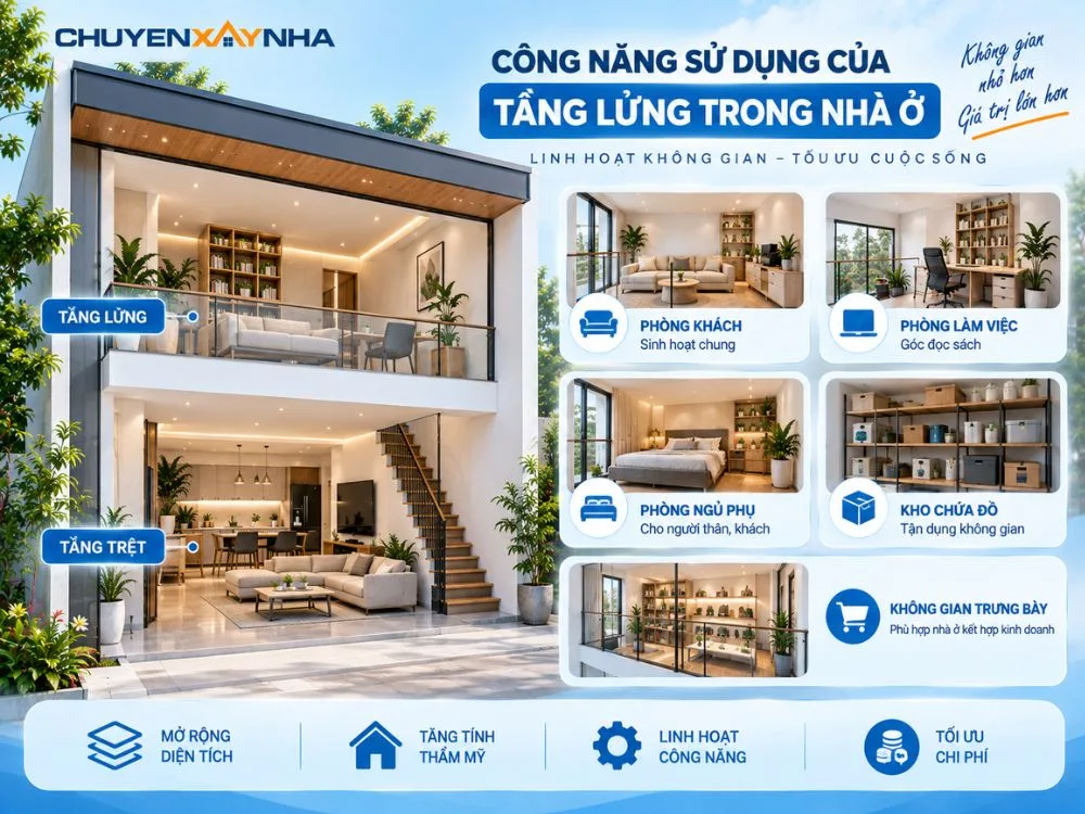 Công năng sử dụng của tầng lửng trong nhà ở