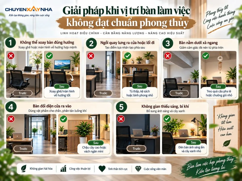 Giải pháp khi vị trí bàn làm việc không đạt chuẩn phong thủy