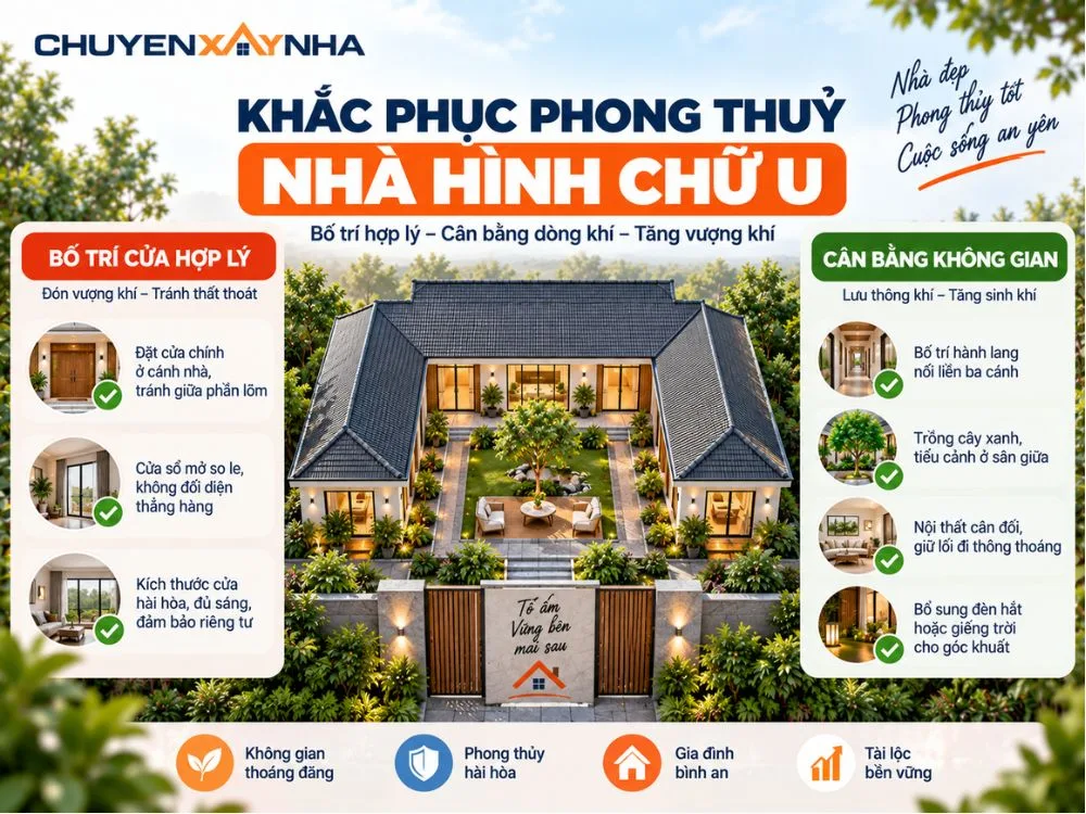 Khắc phục phong thuỷ nhà hình chữ U
