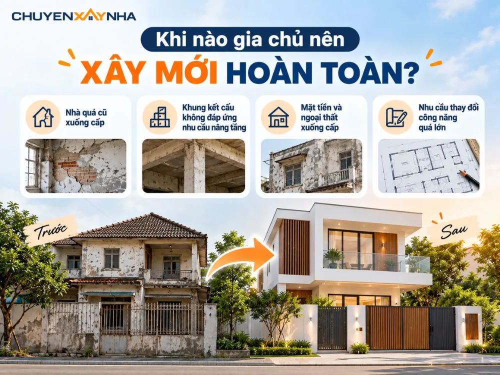 Gia chủ nên xây mới hoàn toàn khi nhà quá cũ