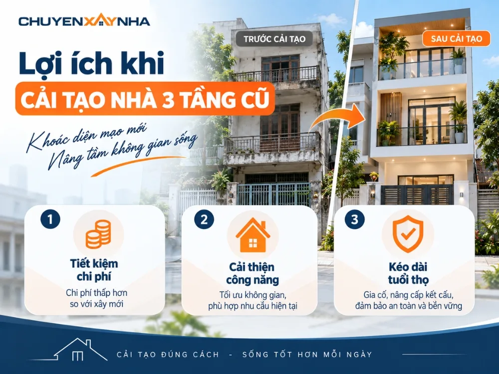 Lợi ích khi cải tạo nhà 3 tầng cũ