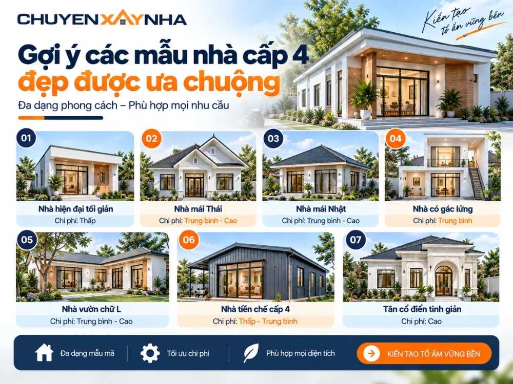 Gợi ý các mẫu nhà cấp 4 đẹp được ưa chuộng