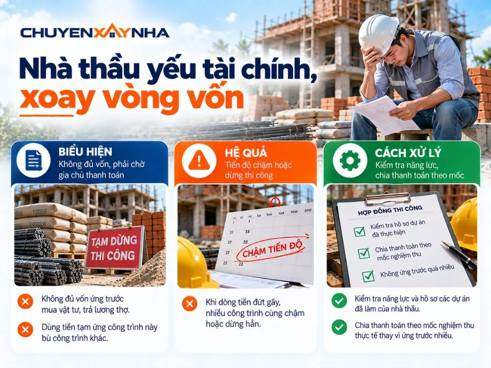 Nhà thầu yếu tài chính, xoay vòng vốn