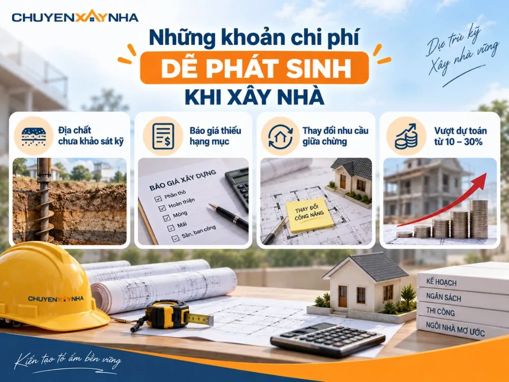 Những khoản chi phí dễ phát sinh khi xây nhà